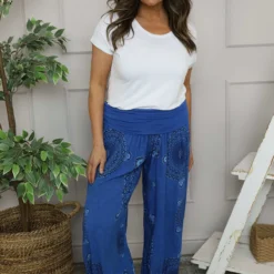 Clovia Print Harem Pants Cobalt