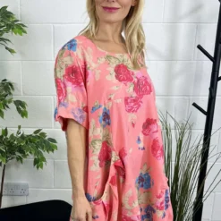 Jolee Floral Print Linen Dress Coral -Kitandkaboodal Store IMG 5203 cc6f336f 4f4a 45c5 a6fd 3f73f52b5fe0