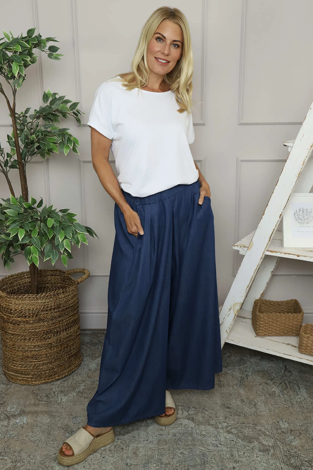 Trish Wide Leg Denim Trousers Mid Denim 3 Trish Wide Leg Denim Trousers Mid Denim