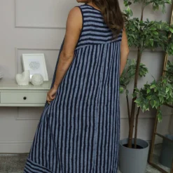 Aubrie Stripe Cotton Dress Navy -Kitandkaboodal Store IMG 5334 d7a68e93 4a3c 4f5a 812a 7df381b7bd7b