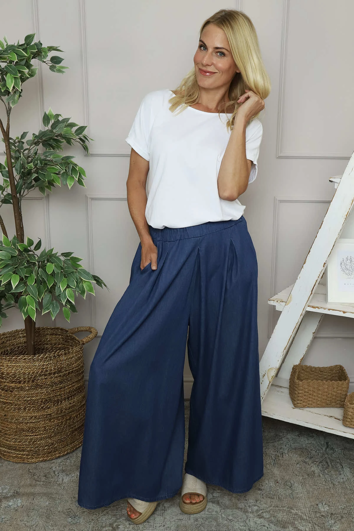 Trish Wide Leg Denim Trousers Mid Denim 4 Trish Wide Leg Denim Trousers Mid Denim - Image 2