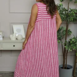 Aubrie Stripe Cotton Dress Fuchsia -Kitandkaboodal Store IMG 5368 f8b92a01 86ce 48fe 9979 e868ee207f3d