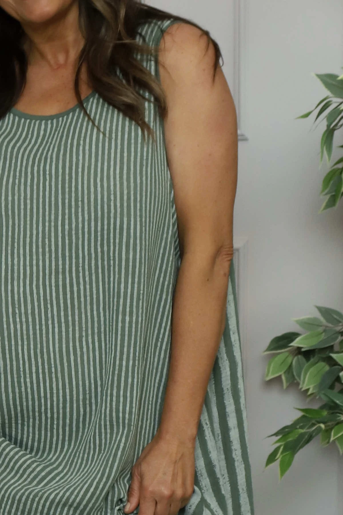 Aubrie Stripe Cotton Dress Khaki 5 Aubrie Stripe Cotton Dress Khaki - Image 3