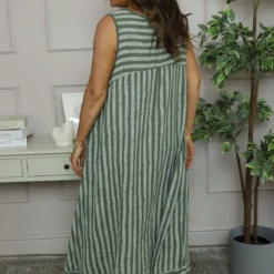 Aubrie Stripe Cotton Dress Khaki 9 Aubrie Stripe Cotton Dress Khaki -Kitandkaboodal Store IMG 5393 94421046 6494 48e6 a3ce 7059d9ec89ff