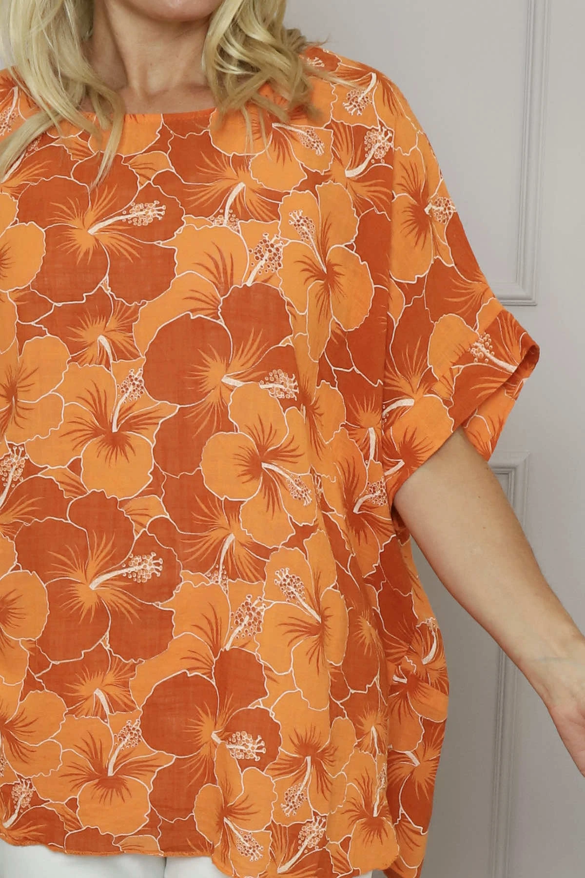 Yolanda Floral Cotton Top Orange 5 Yolanda Floral Cotton Top Orange - Image 3