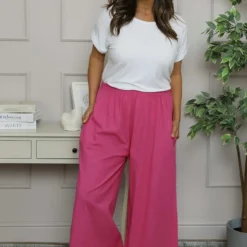 Daphne Linen Trousers Fuchsia