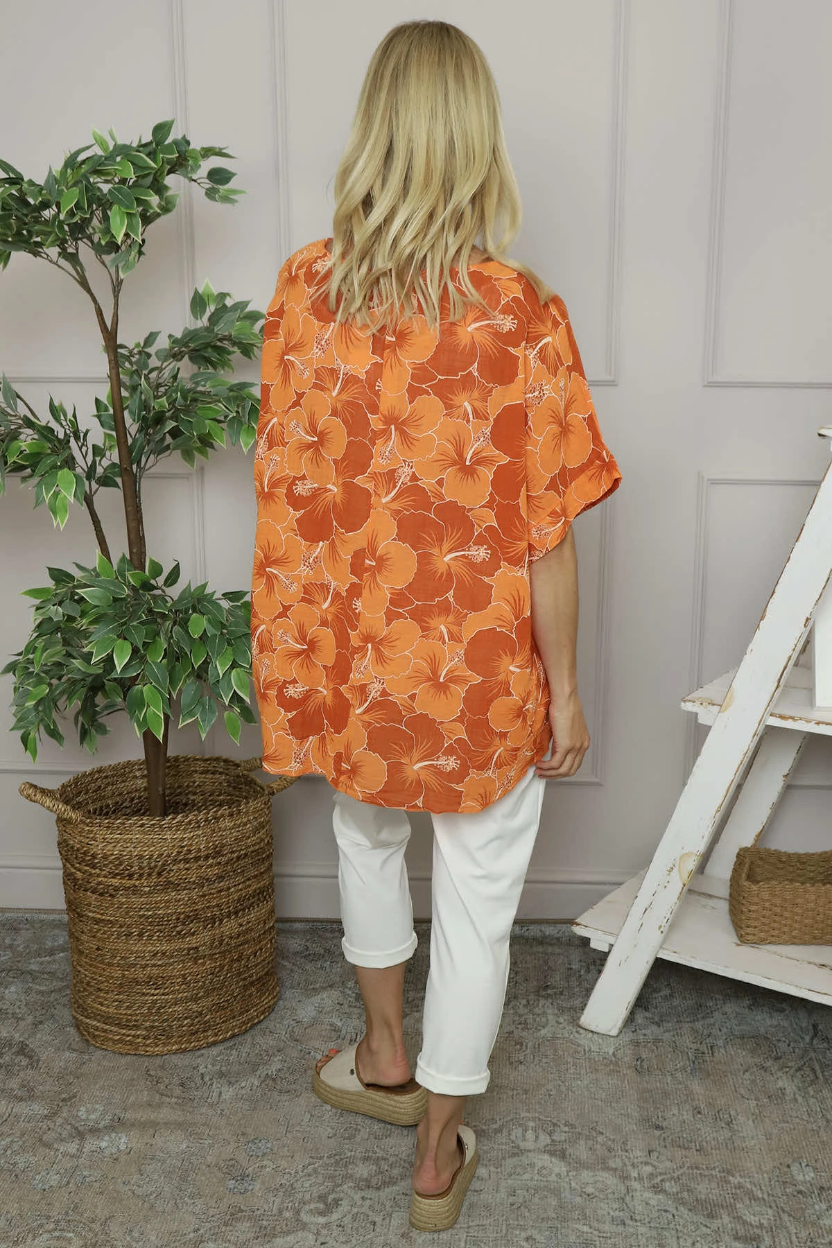 Yolanda Floral Cotton Top Orange 6 Yolanda Floral Cotton Top Orange - Image 4