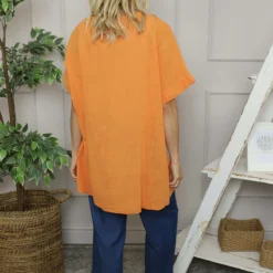 Romilda Button Cotton Top Orange -Kitandkaboodal Store IMG 5534 33503ee5 12f0 4986 94bf e93d46495e07