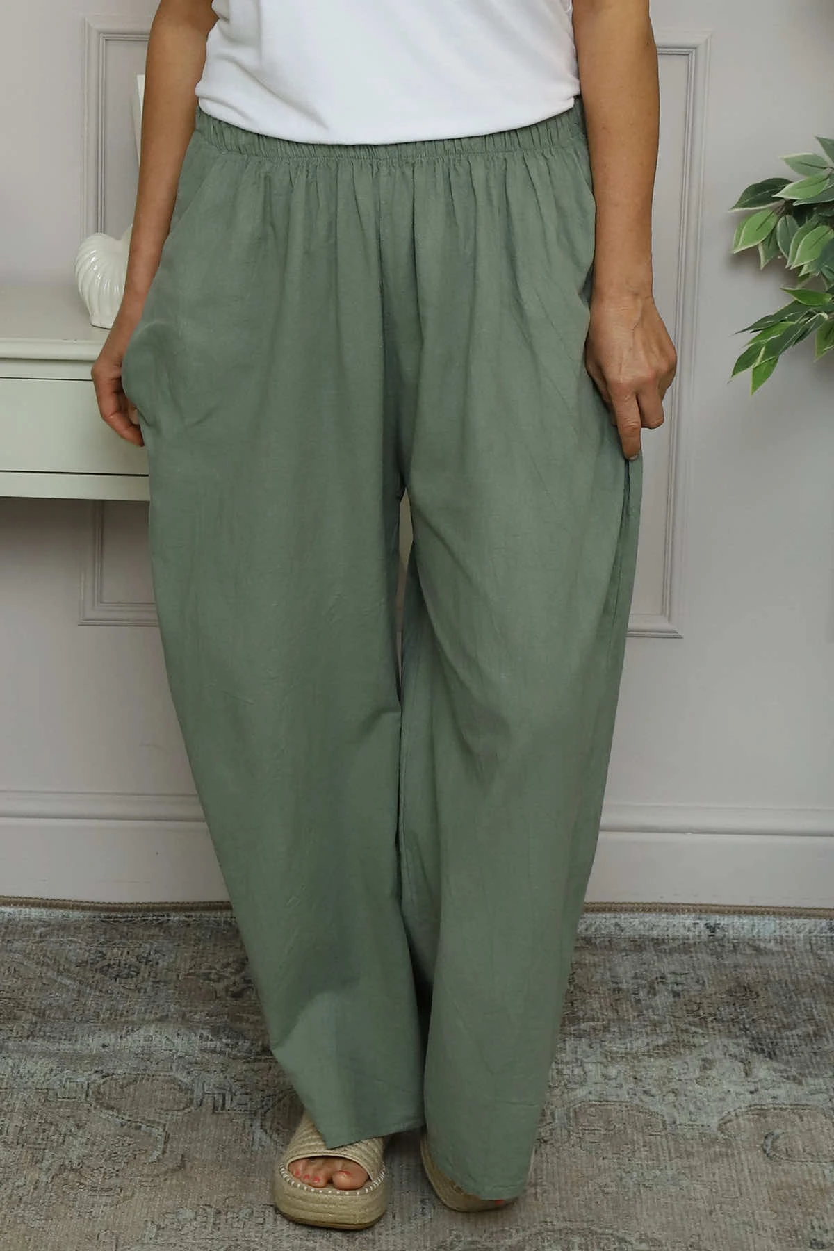 Daphne Linen Trousers Khaki 5 Daphne Linen Trousers Khaki - Image 3