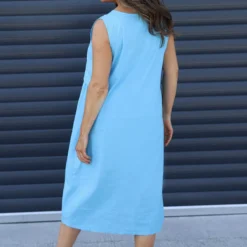 Roisin Sleeveless Linen Dress Kingfisher -Kitandkaboodal Store IMG 5563 345f620d 4f94 4f50 ab3a d329ddbe2ad0