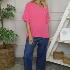 Malvina V-Neck Top Fuchsia -Kitandkaboodal Store IMG 5580 2c67c85e 963d 42e1 a549 e7ff4f70fbe2