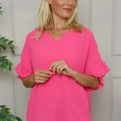 Malvina V-Neck Top Fuchsia