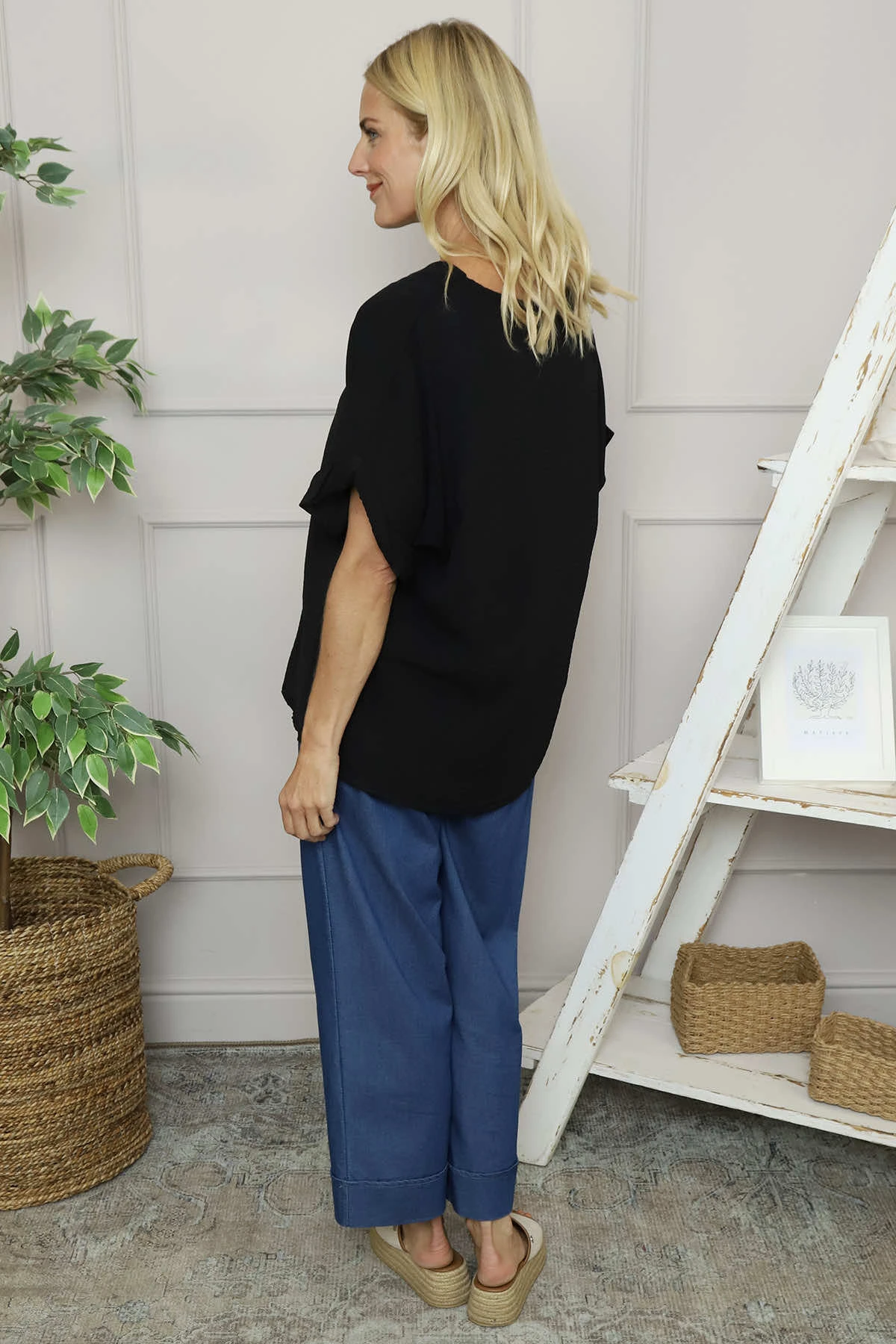 Malvina V-Neck Top Black 6 Malvina V-Neck Top Black - Image 4