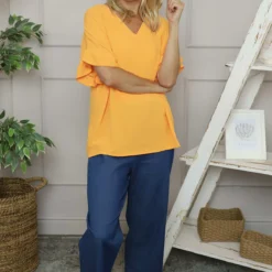 Malvina V-Neck Top Orange