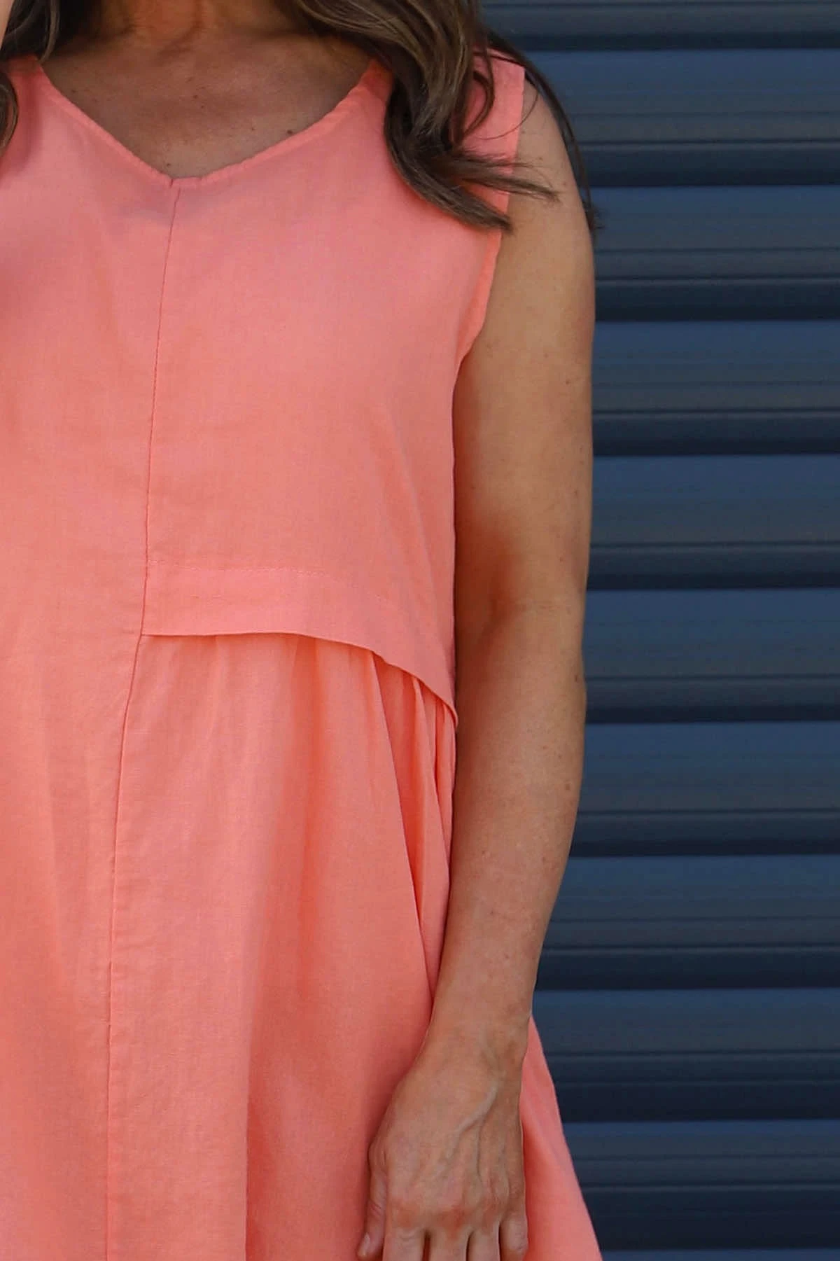 Roisin Sleeveless Linen Dress Coral 5 Roisin Sleeveless Linen Dress Coral - Image 3