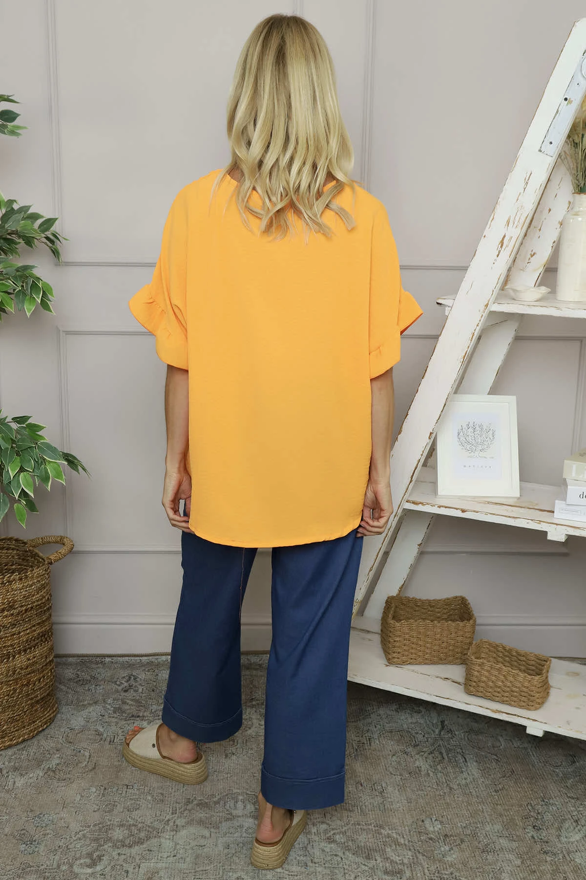 Malvina V-Neck Top Orange 6 Malvina V-Neck Top Orange - Image 4