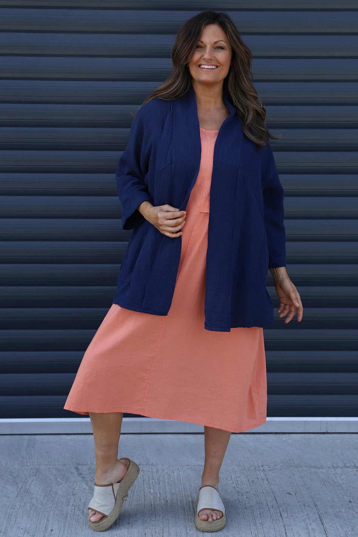 Roisin Sleeveless Linen Dress Coral 4 Roisin Sleeveless Linen Dress Coral - Image 2