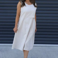 Roisin Sleeveless Linen Dress Stone