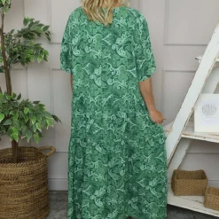 Norma Print Dress Emerald -Kitandkaboodal Store IMG 5653 8b5d2027 3c87 490b 8878 cc076cee8a49
