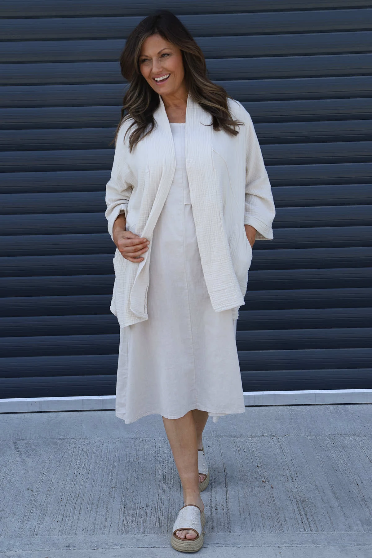 Roisin Sleeveless Linen Dress Stone 4 Roisin Sleeveless Linen Dress Stone - Image 2