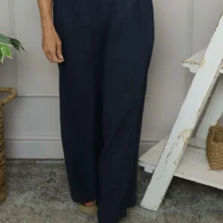 Candida Wide Leg Cotton Trousers Navy 8 Candida Wide Leg Cotton Trousers Navy -Kitandkaboodal Store IMG 5694 f2dfeee4 a3db 4c95 808f 6c8efe514e3d