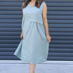 Roisin Sleeveless Linen Dress Khaki