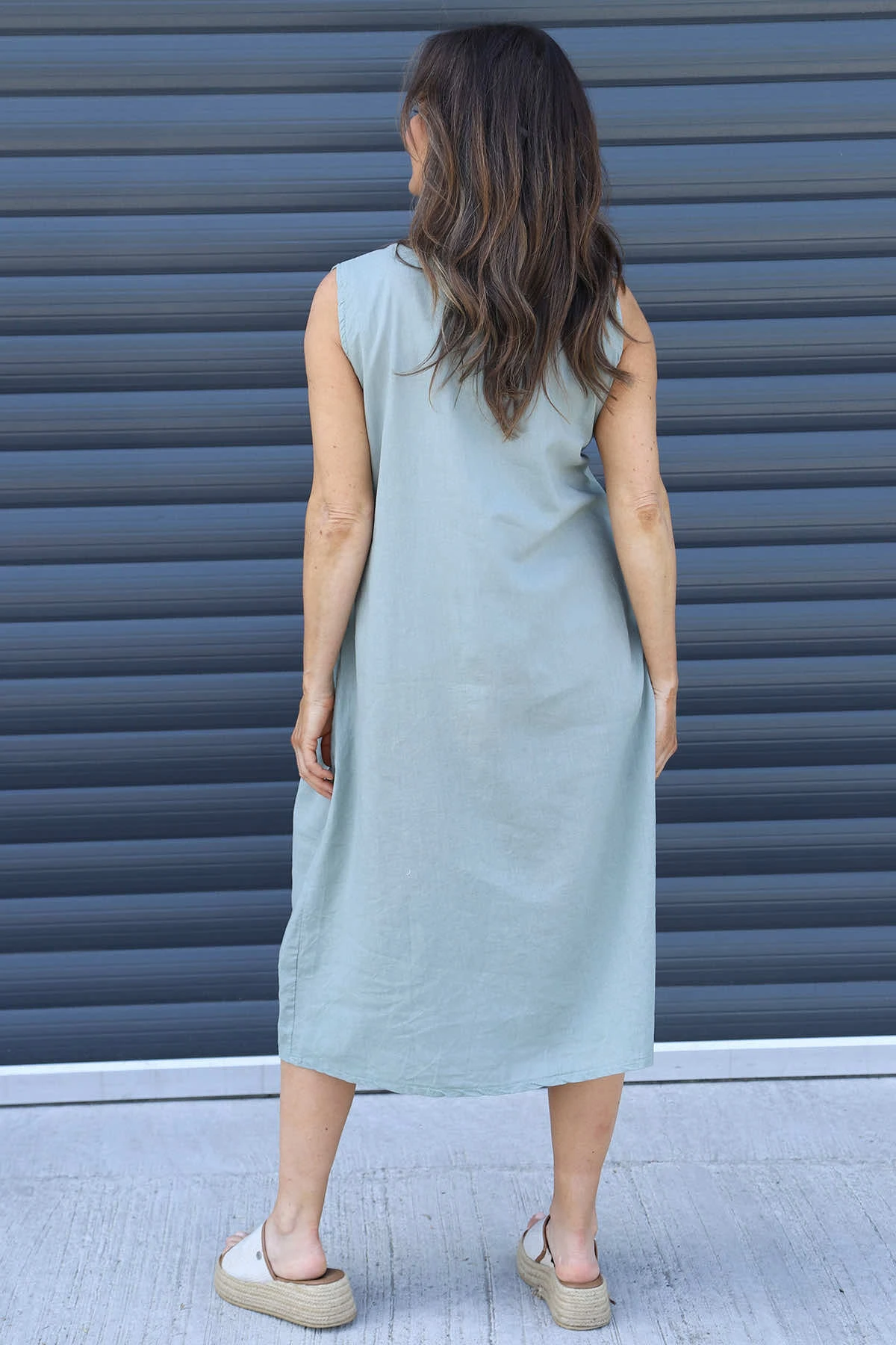 Roisin Sleeveless Linen Dress Khaki 6 Roisin Sleeveless Linen Dress Khaki - Image 4