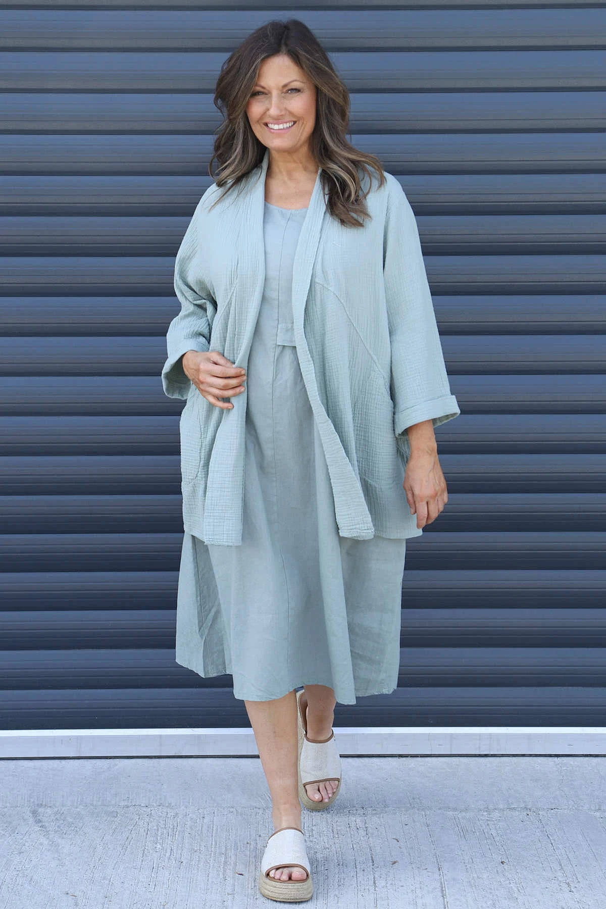 Roisin Sleeveless Linen Dress Khaki 4 Roisin Sleeveless Linen Dress Khaki - Image 2