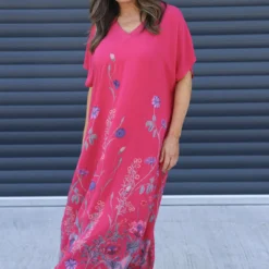 Miranda V-Neck Floral Dress Hot Pink -Kitandkaboodal Store IMG 5770 a0d5c141 9b03 4dca 8776 6a7363e68bac