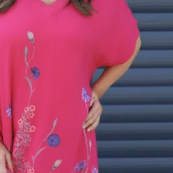 Miranda V-Neck Floral Dress Hot Pink -Kitandkaboodal Store IMG 5772 6f74db5c ccf2 49ee 960e c235fba8db68