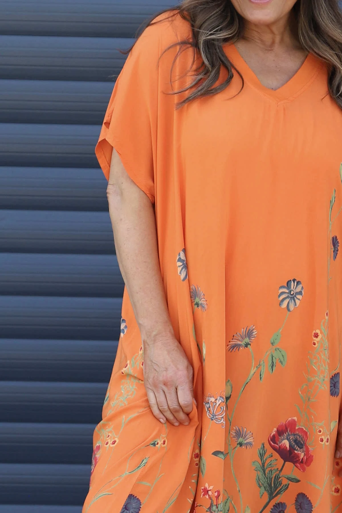 Miranda V-Neck Floral Dress Orange 5 Miranda V-Neck Floral Dress Orange - Image 3