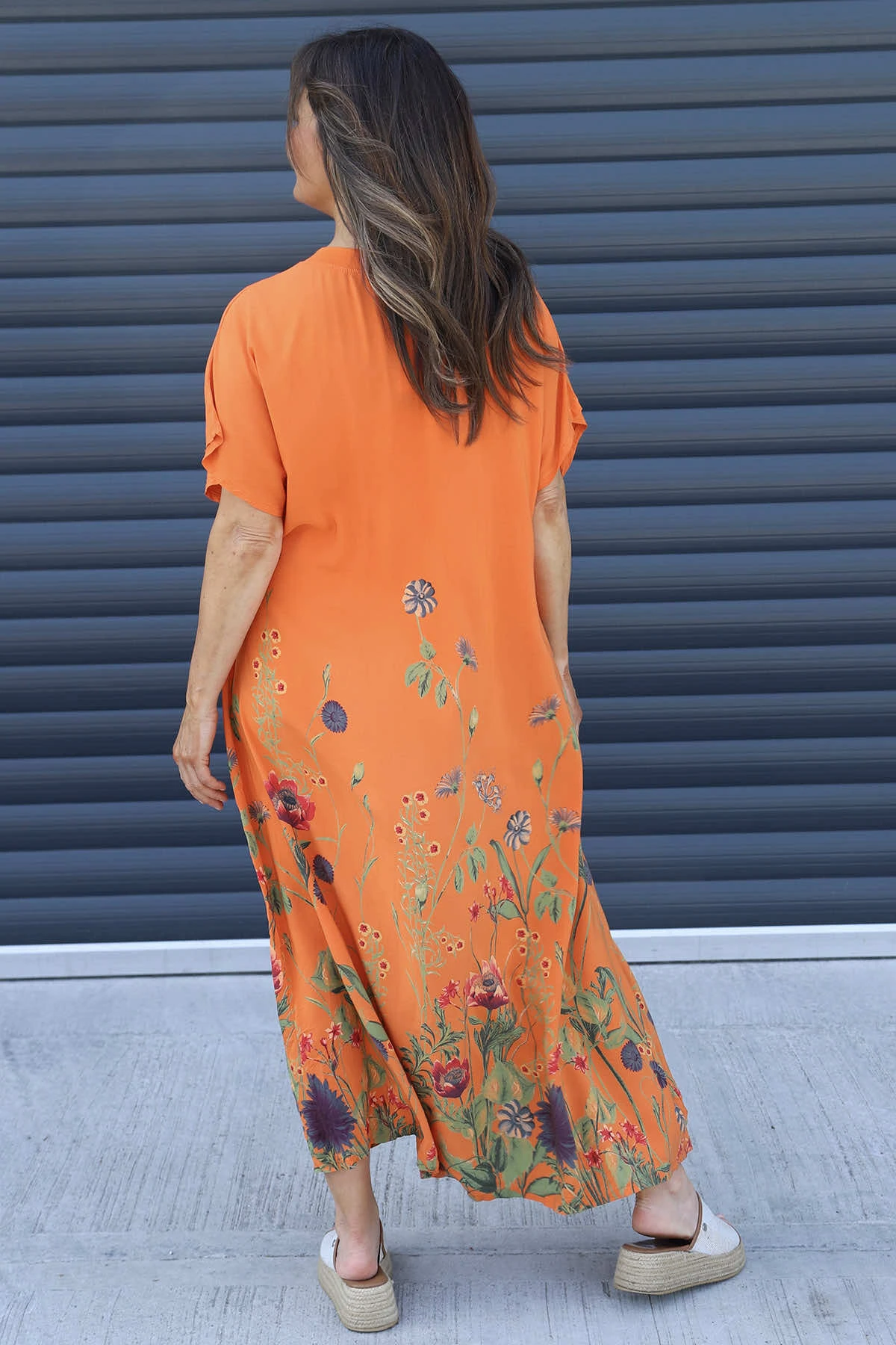 Miranda V-Neck Floral Dress Orange 6 Miranda V-Neck Floral Dress Orange - Image 4