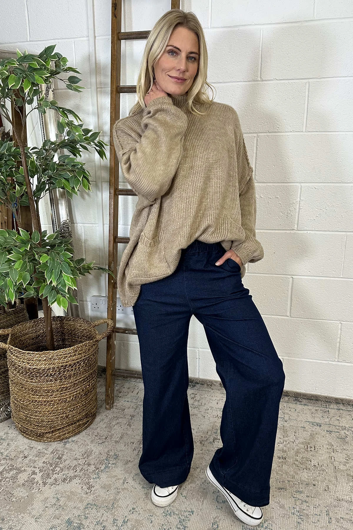 Caroline Wide Leg Denim Trousers Dark Denim 4 Caroline Wide Leg Denim Trousers Dark Denim - Image 2