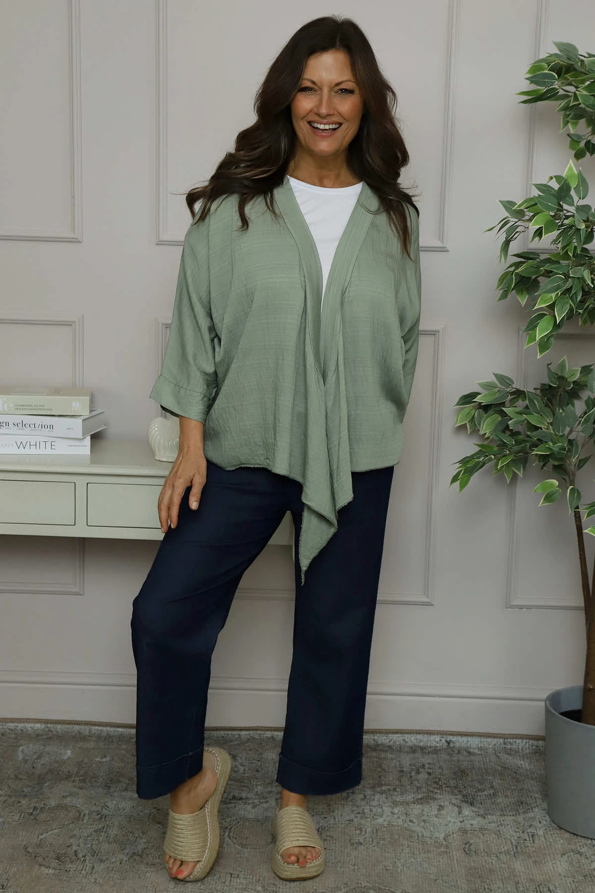 Anjou Tie Front Jacket Khaki 4 Anjou Tie Front Jacket Khaki - Image 2