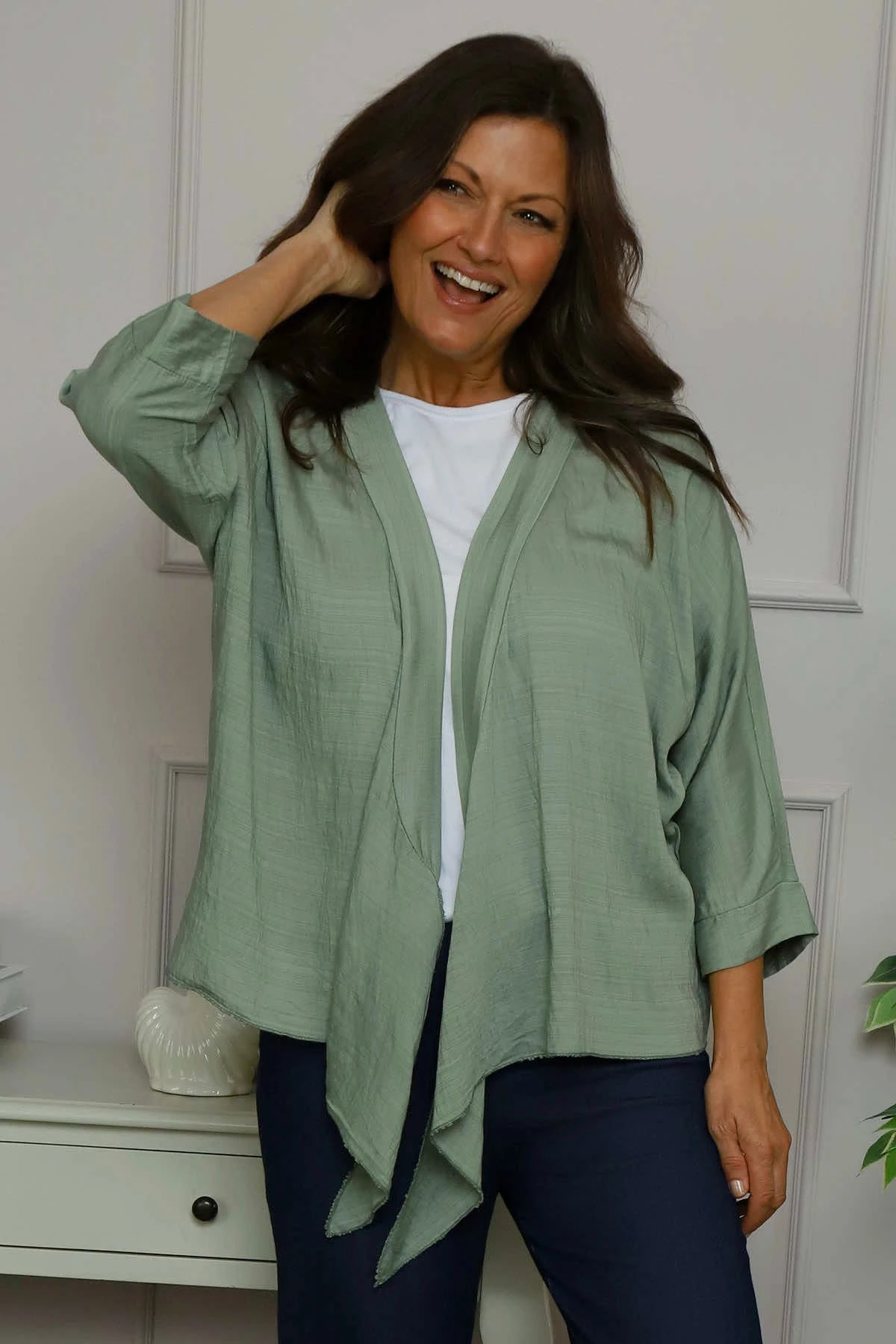 Anjou Tie Front Jacket Khaki 5 Anjou Tie Front Jacket Khaki - Image 3