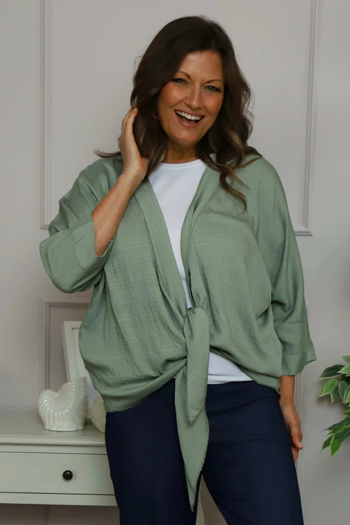 Anjou Tie Front Jacket Khaki 3 Anjou Tie Front Jacket Khaki