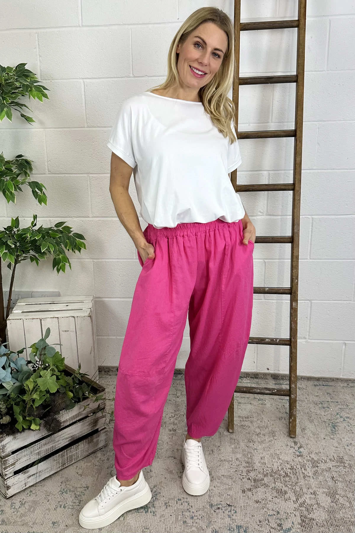 Ratana Linen Trousers Fuchsia 3 Ratana Linen Trousers Fuchsia