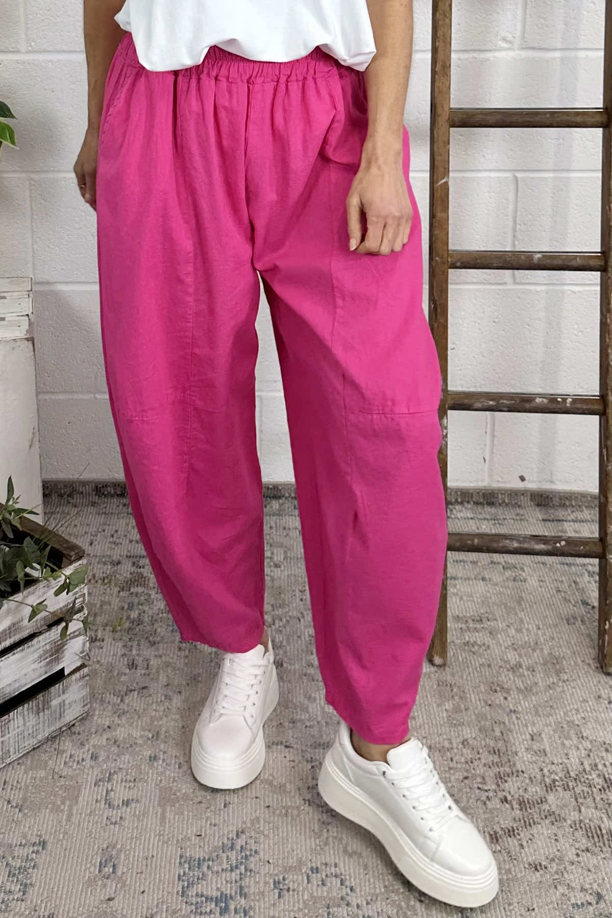Ratana Linen Trousers Fuchsia 4 Ratana Linen Trousers Fuchsia - Image 2