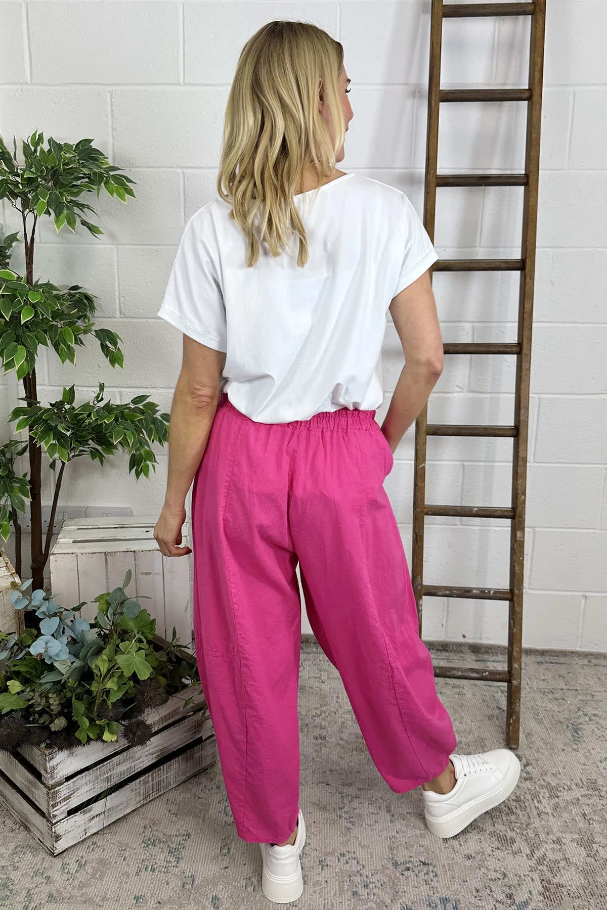 Ratana Linen Trousers Fuchsia 6 Ratana Linen Trousers Fuchsia - Image 4