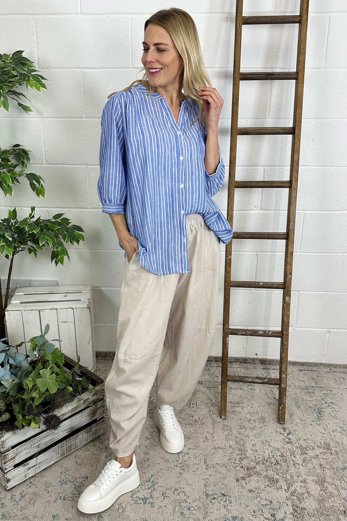 Ratana Linen Trousers Stone 4 Ratana Linen Trousers Stone - Image 2