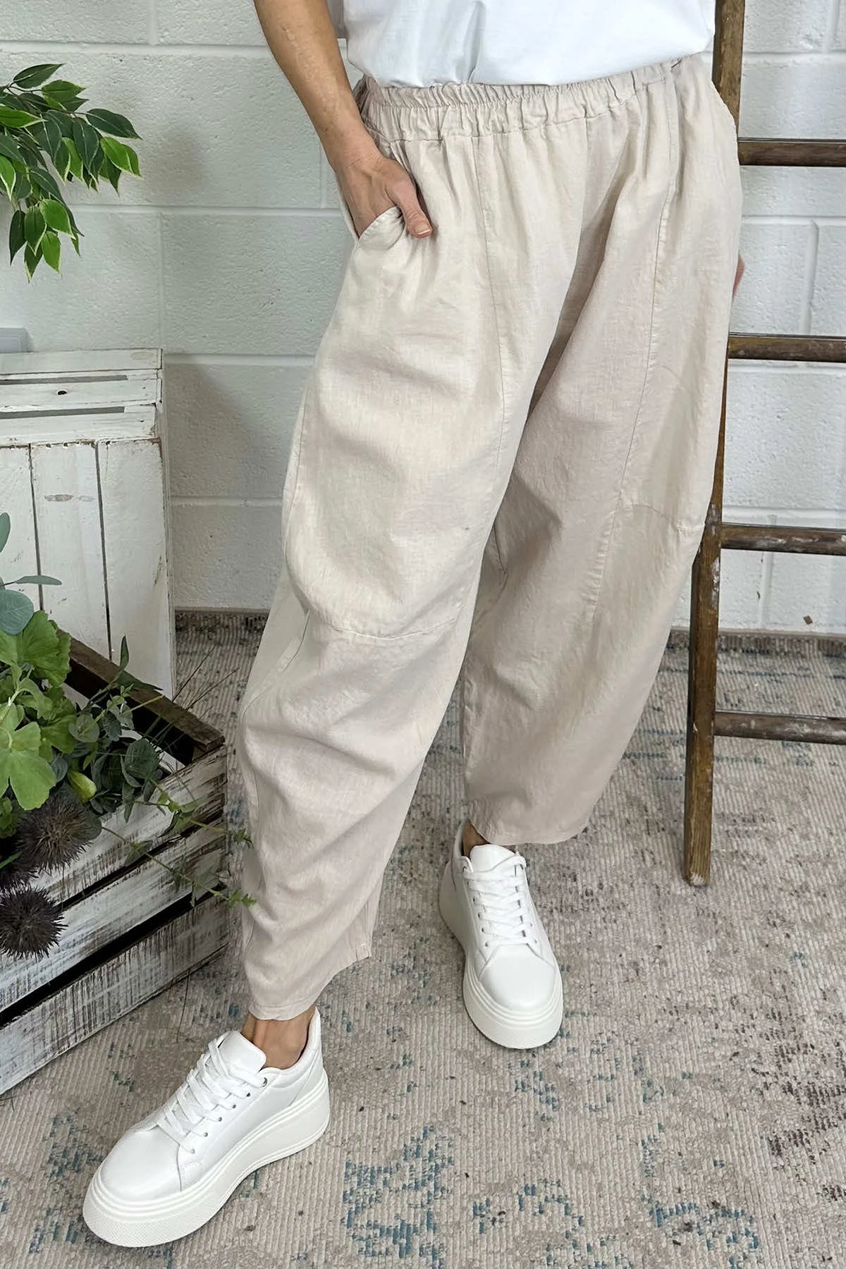 Ratana Linen Trousers Stone 5 Ratana Linen Trousers Stone - Image 3