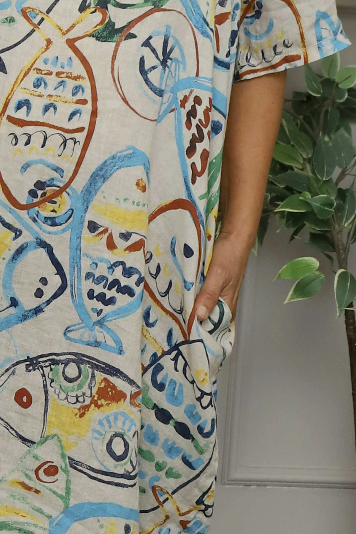 Brindisi Cowl Neck Linen Dress Stone 5 Brindisi Cowl Neck Linen Dress Stone - Image 3