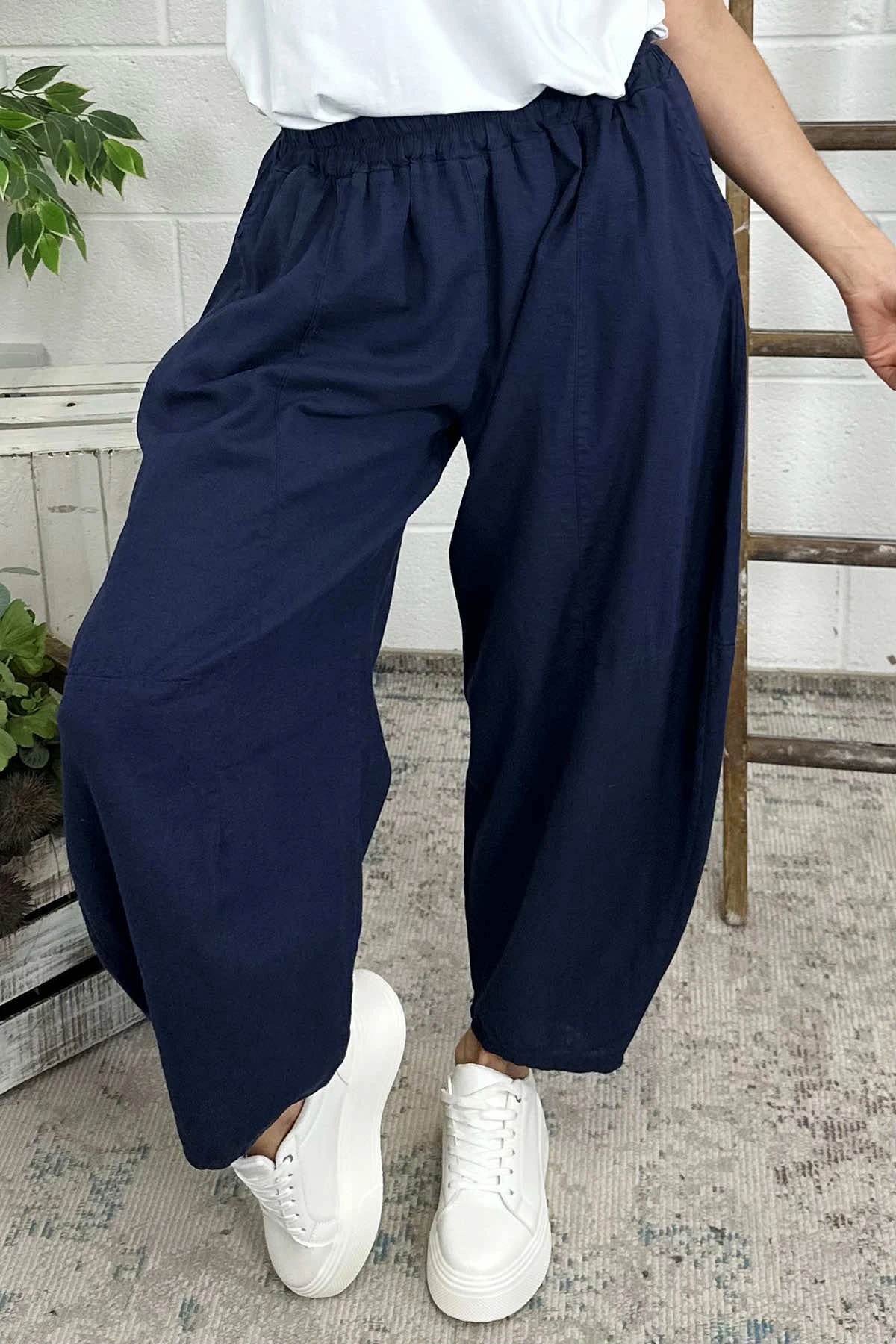Ratana Linen Trousers Navy 5 Ratana Linen Trousers Navy - Image 3