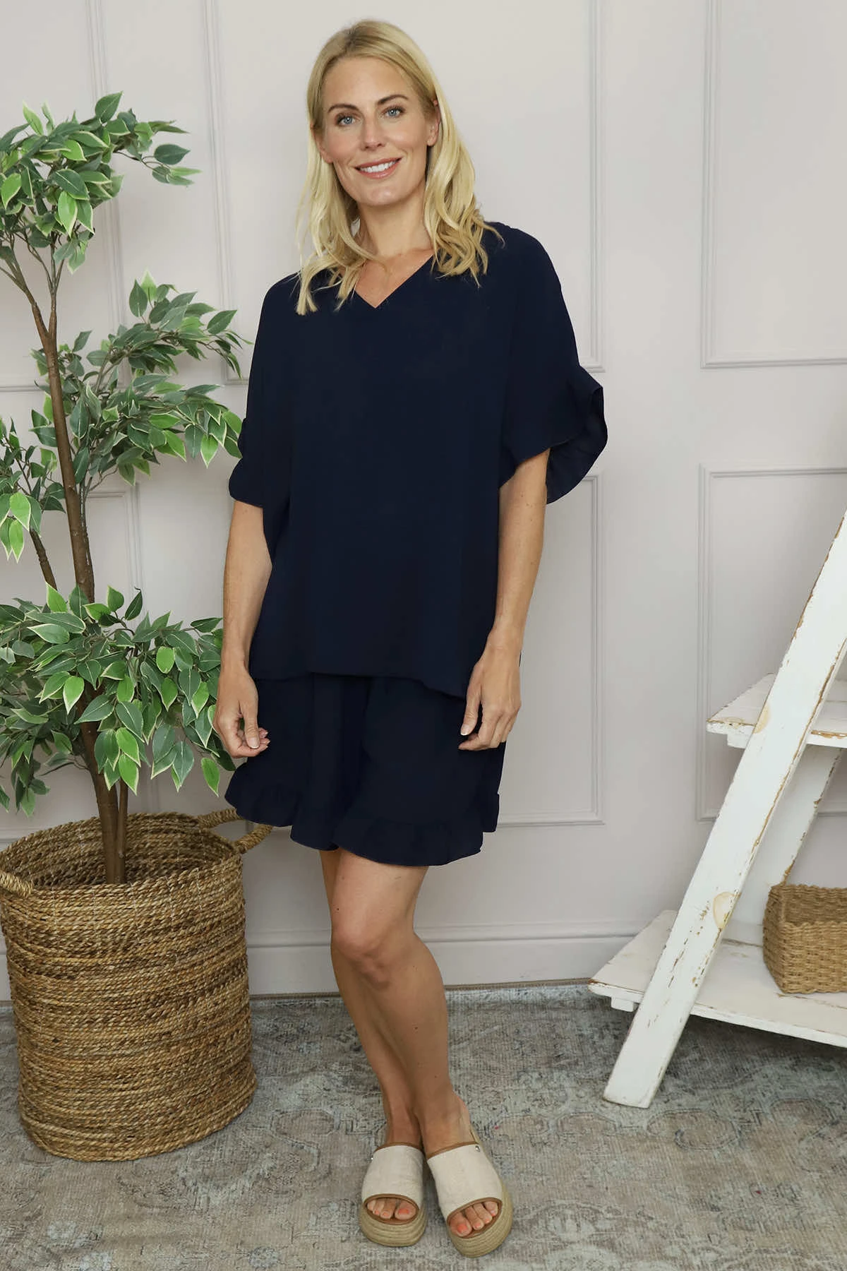 Stellina Frill Shorts Navy 4 Stellina Frill Shorts Navy - Image 2