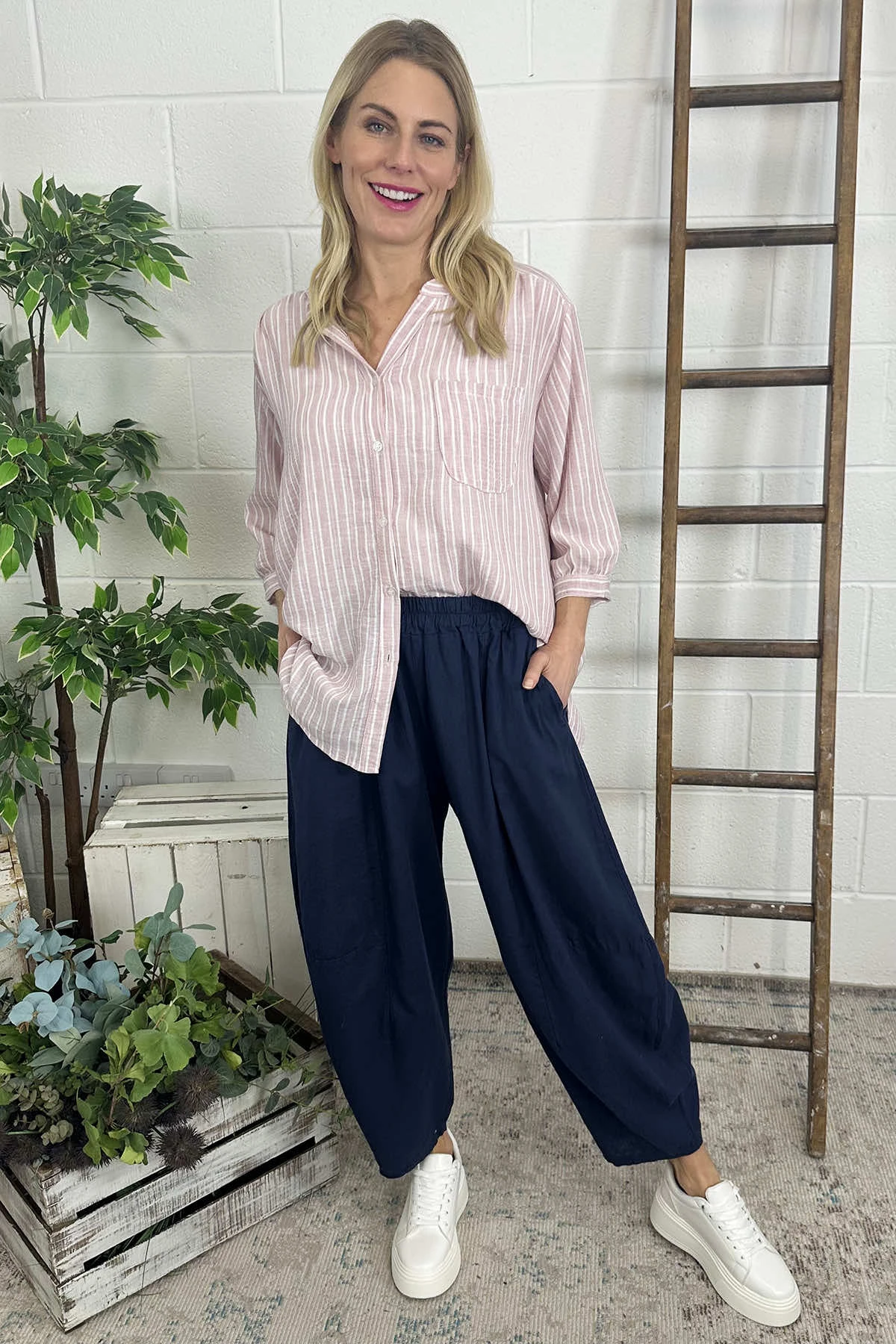 Ratana Linen Trousers Navy 4 Ratana Linen Trousers Navy - Image 2