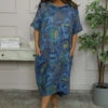 Brindisi Cowl Neck Linen Dress Blue