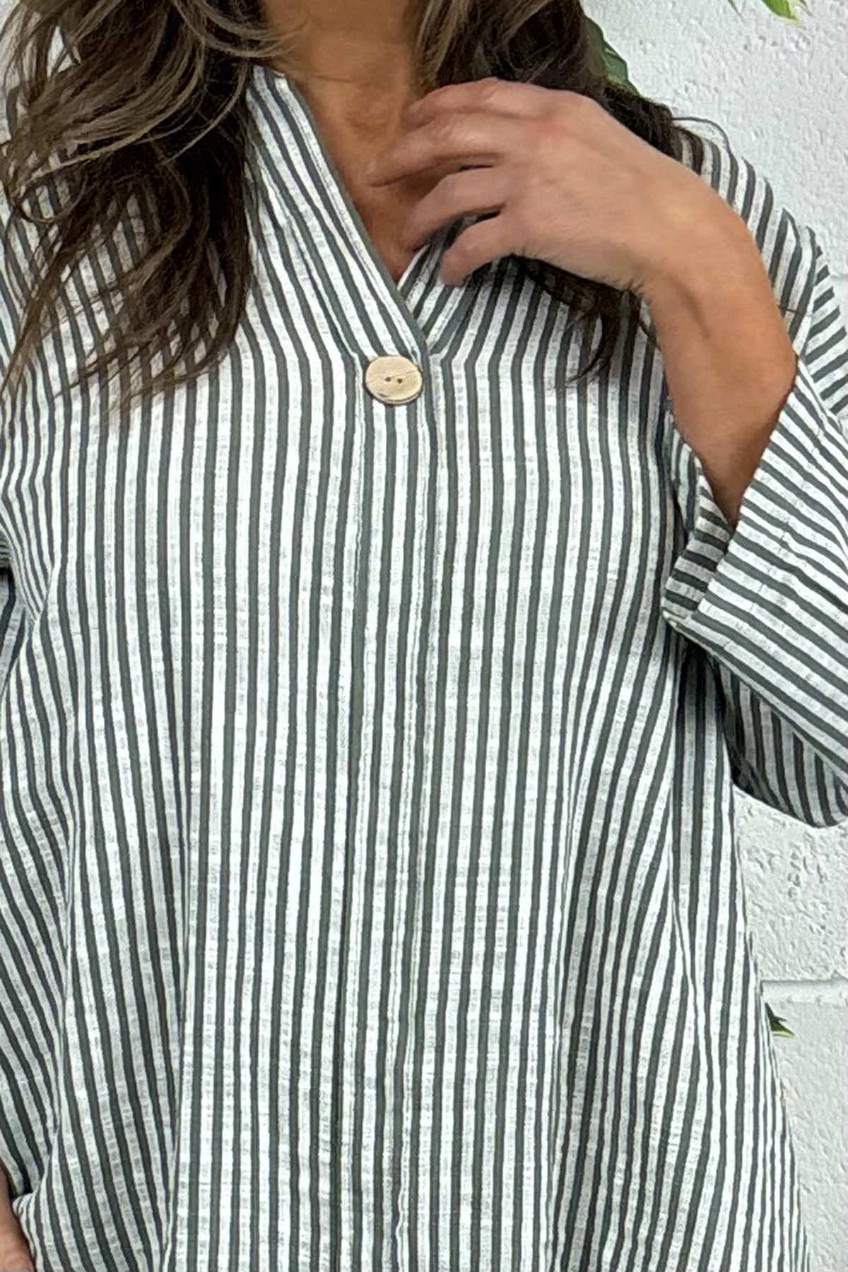 Cassia Stripe Cotton Top Khaki 5 Cassia Stripe Cotton Top Khaki - Image 3