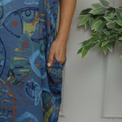 Brindisi Cowl Neck Linen Dress Blue -Kitandkaboodal Store IMG 6039 d4e3dc1a 60d6 419f a502 4047a15f8921