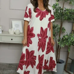 Serena Print Dress Hot Pink