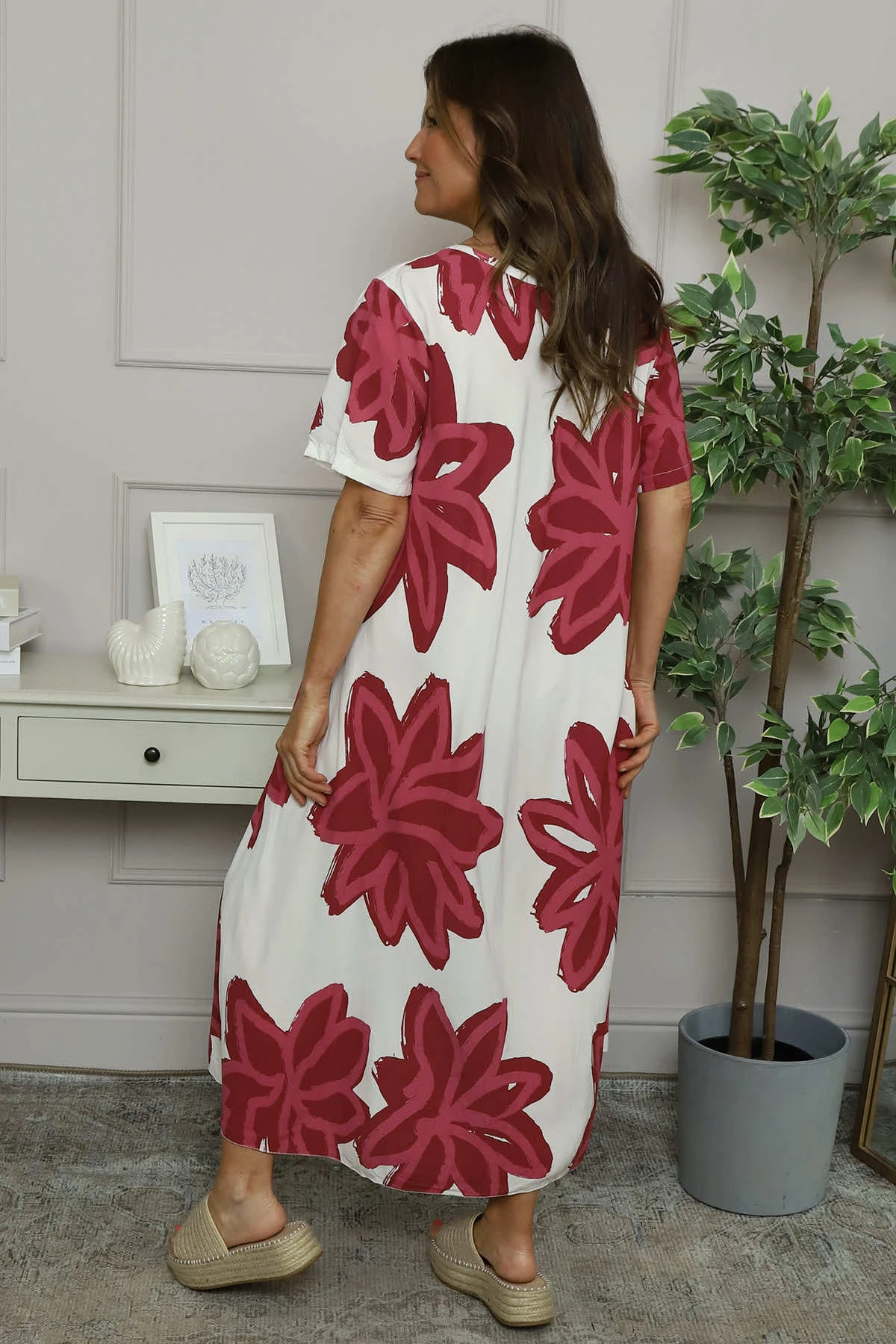 Serena Print Dress Hot Pink 6 Serena Print Dress Hot Pink - Image 4